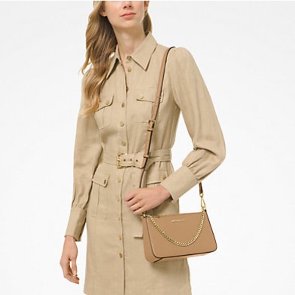 MICHAEL KORS 100% Leather Crossbody Bag, Camel/Gold + Other Colours! - Picture 2 of 6